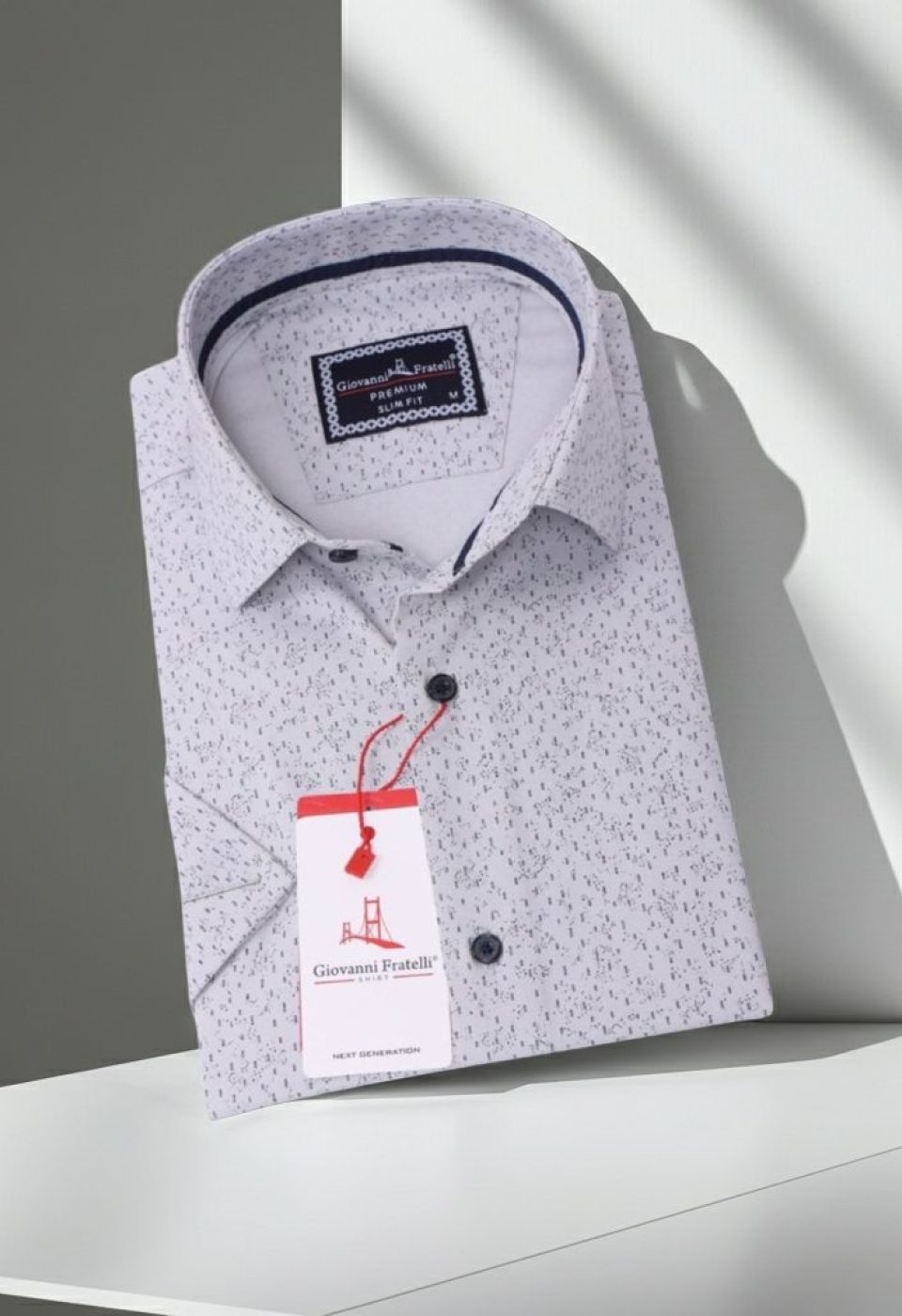 Slim Fit Kısa Kol Desenli Erkek Gömlek 3GMK311085003 - Giovanni Fratelli
