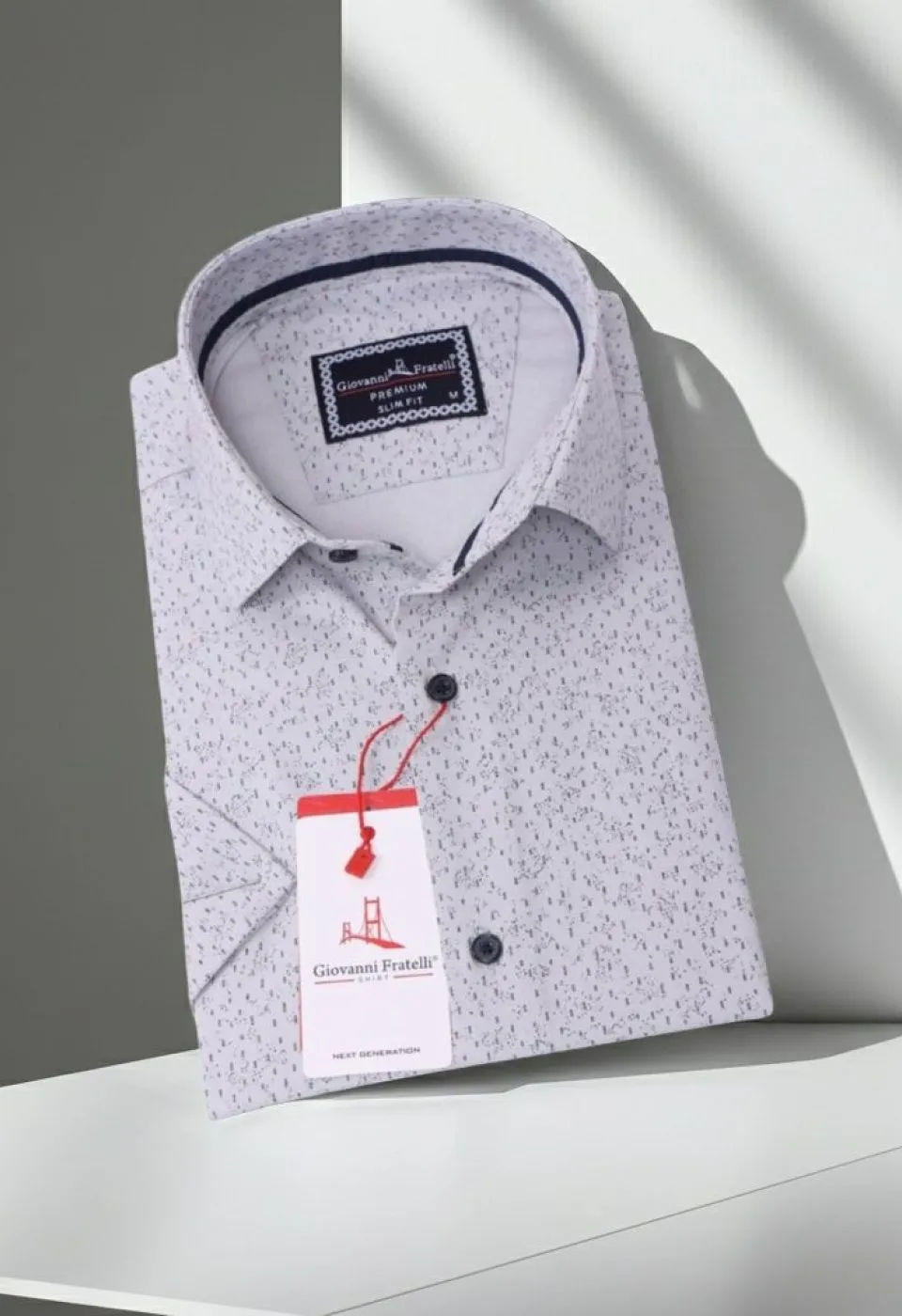 Slim Fit Kısa Kol Desenli Erkek Gömlek 3GMK311085003 - Giovanni Fratelli