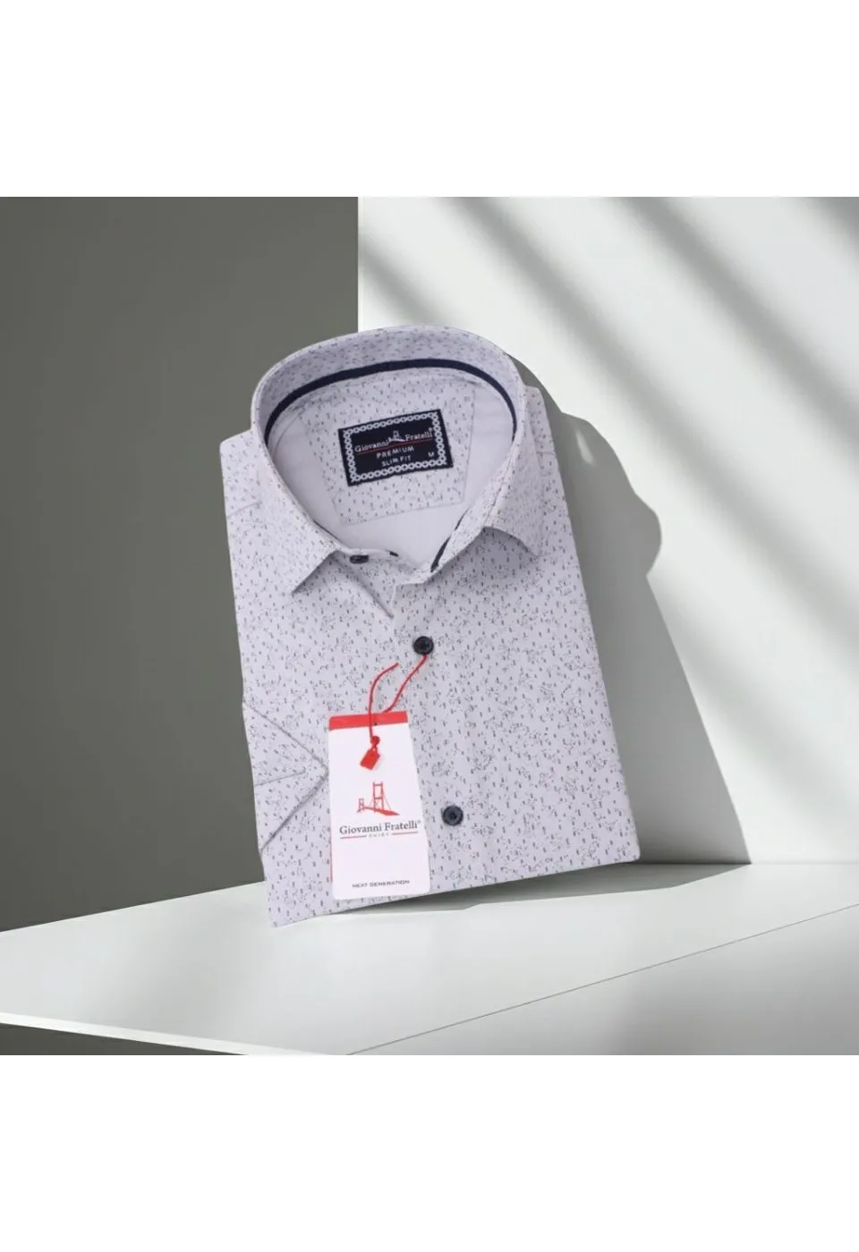 Slim Fit Kısa Kol Desenli Erkek Gömlek 3GMK311085003 - Giovanni Fratelli