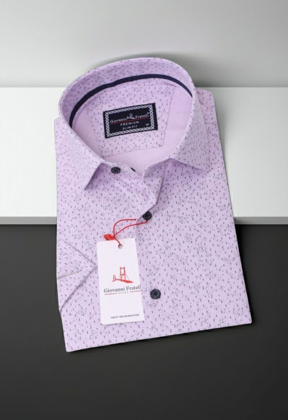 Slim Fit Kısa Kol Desenli Erkek Gömlek 3GMK311085004