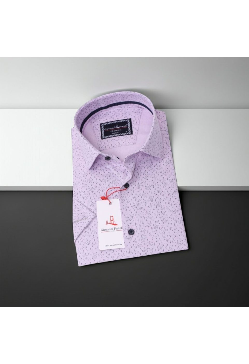 1085 CR K 004 Slim Fit Kısa Kol Desenli Erkek Gömlek 3GMK311085004 - Giovanni Fratelli