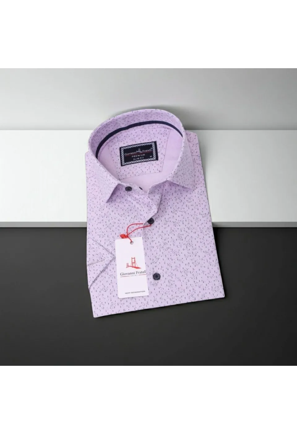 Slim Fit Kısa Kol Desenli Erkek Gömlek 3GMK311085004 - Giovanni Fratelli