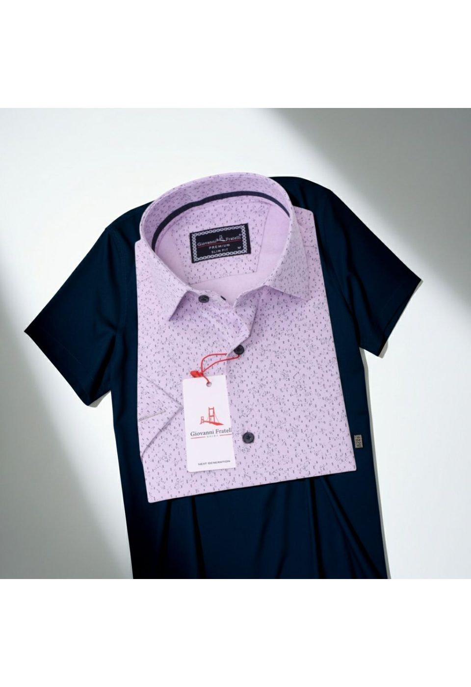 1085 CR K 004 Slim Fit Kısa Kol Desenli Erkek Gömlek 3GMK311085004 - Giovanni Fratelli
