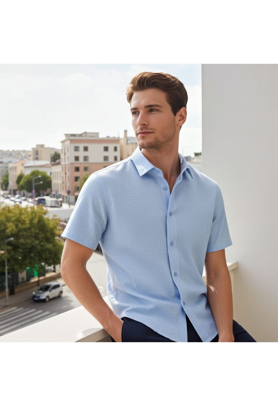 Slim Fit Kısa Kol Desenli Erkek Gömlek 3GMK311086005 - Giovanni Fratelli