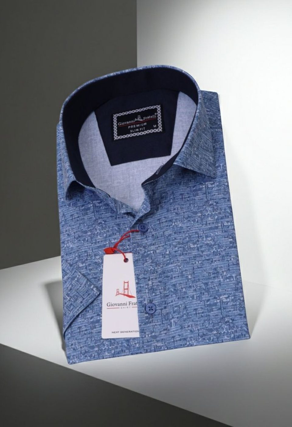 Slim Fit Kısa Kol Desenli Erkek Gömlek 3GMK311087004