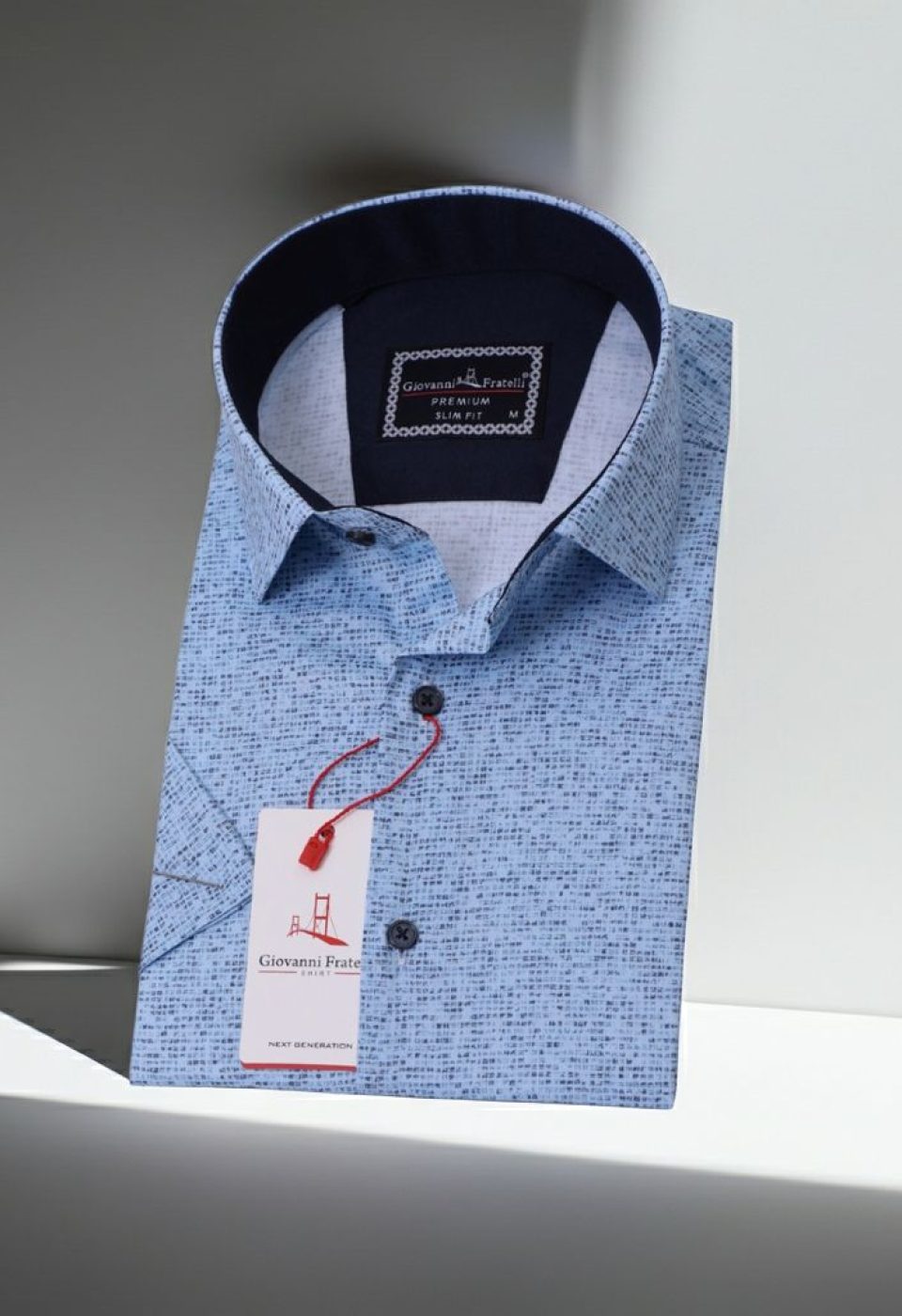 Slim Fit Kısa Kol Desenli Erkek Gömlek 3GMK311088002