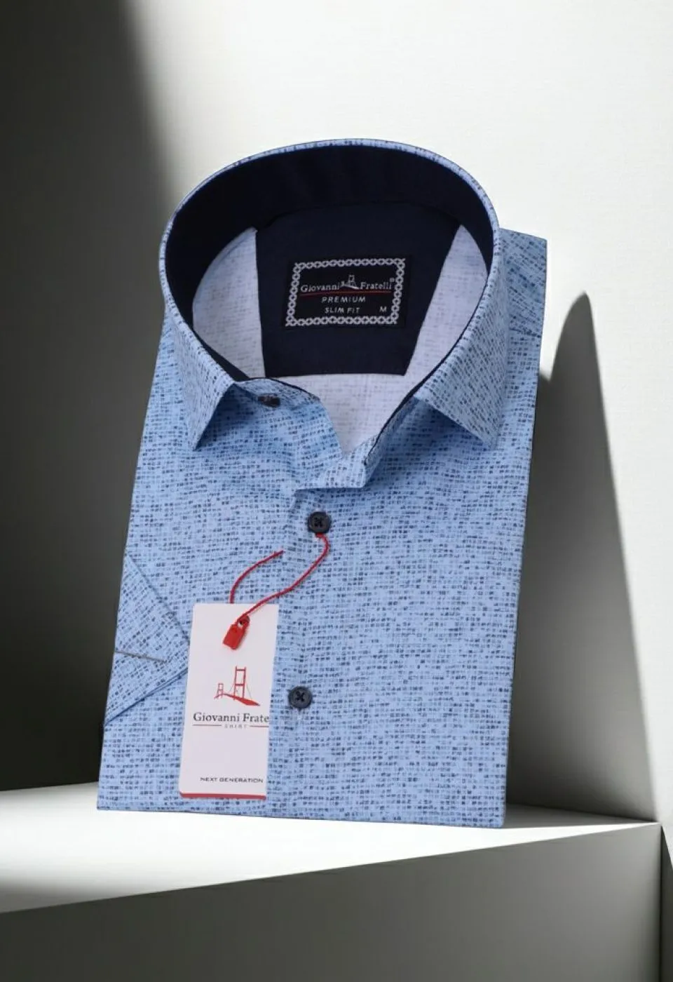 Slim Fit Kısa Kol Desenli Erkek Gömlek 3GMK311088002 - Giovanni Fratelli
