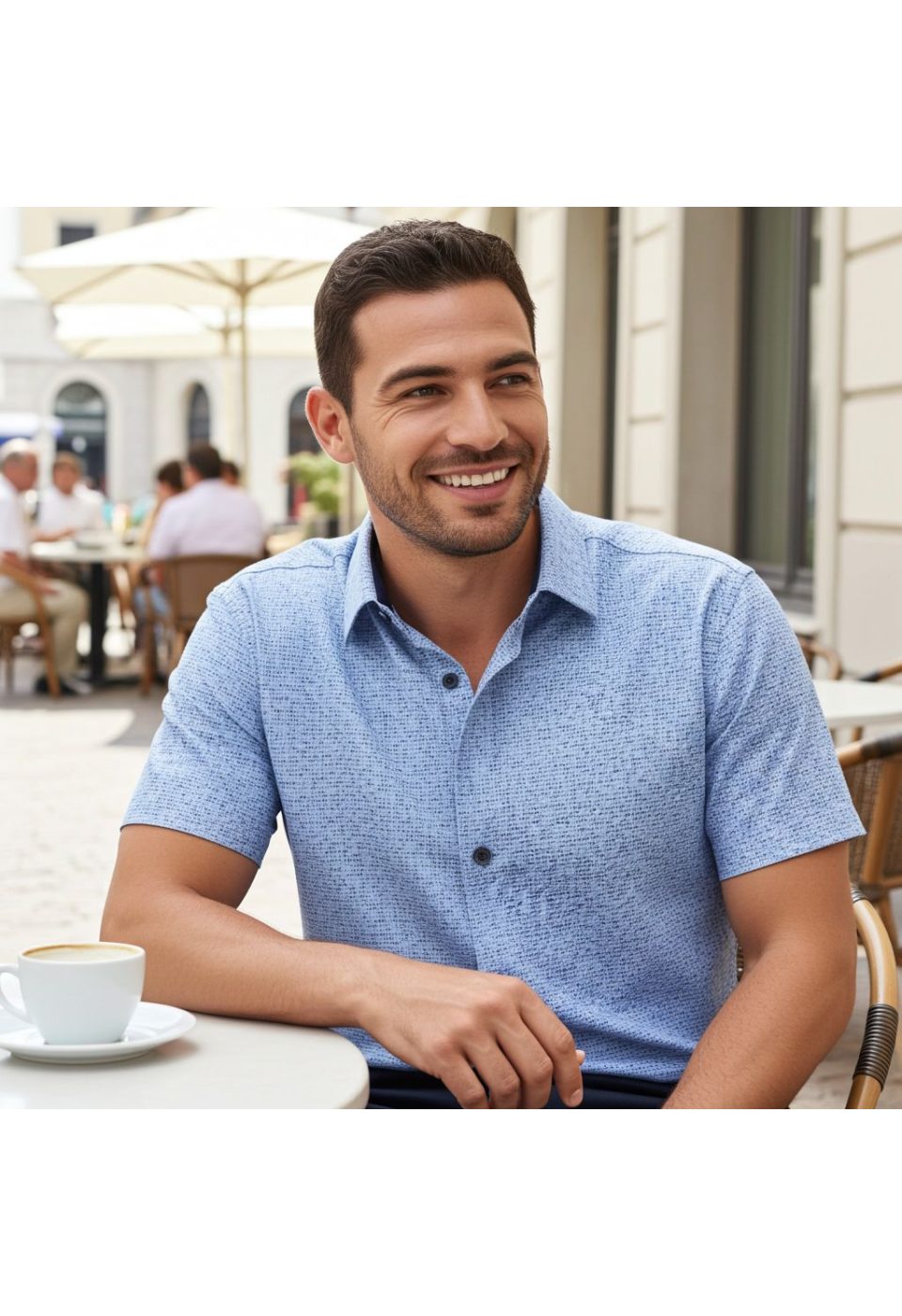 1088 CR K KOT 002 Slim Fit Kısa Kol Desenli Erkek Gömlek 3GMK311088002 - Giovanni Fratelli