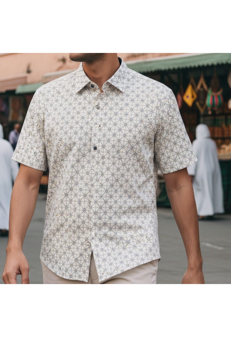 Slim Fit Kısa Kol Dijital Baskılı Desenli Erkek Gömlek 3GMK311101003 - Giovanni Fratelli