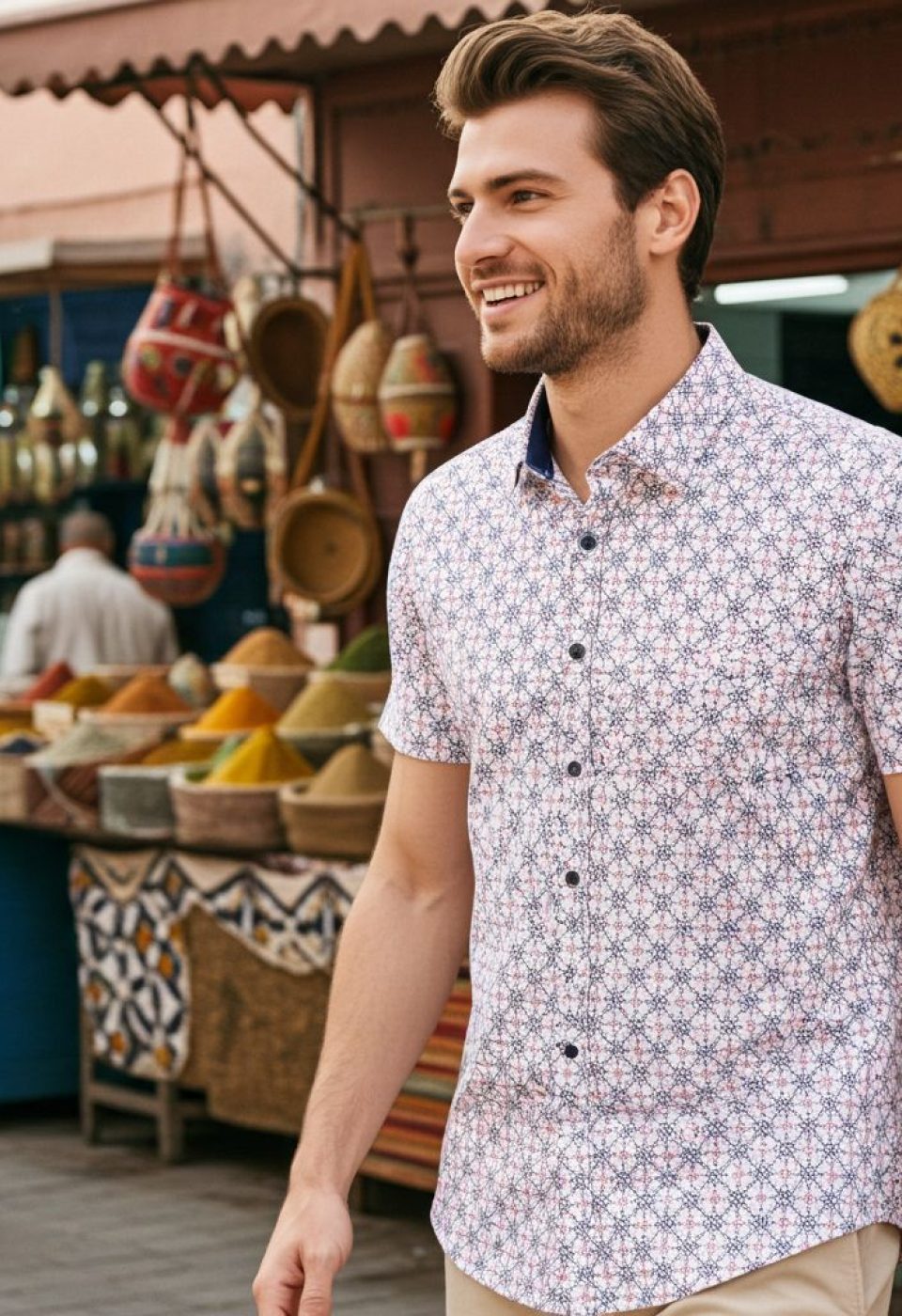 Slim Fit Kısa Kol Dijital Baskılı Desenli Erkek Gömlek 3GMK311101004 - Giovanni Fratelli