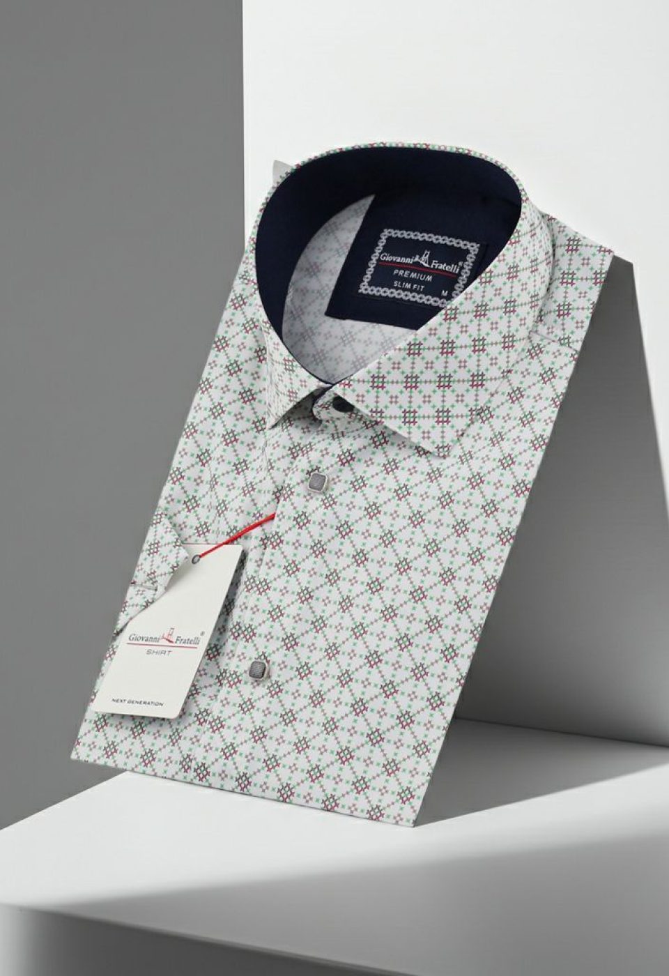 Slim Fit Kısa Kol Dijital Baskılı Desenli Erkek Gömlek 3GMK311101005 - Giovanni Fratelli