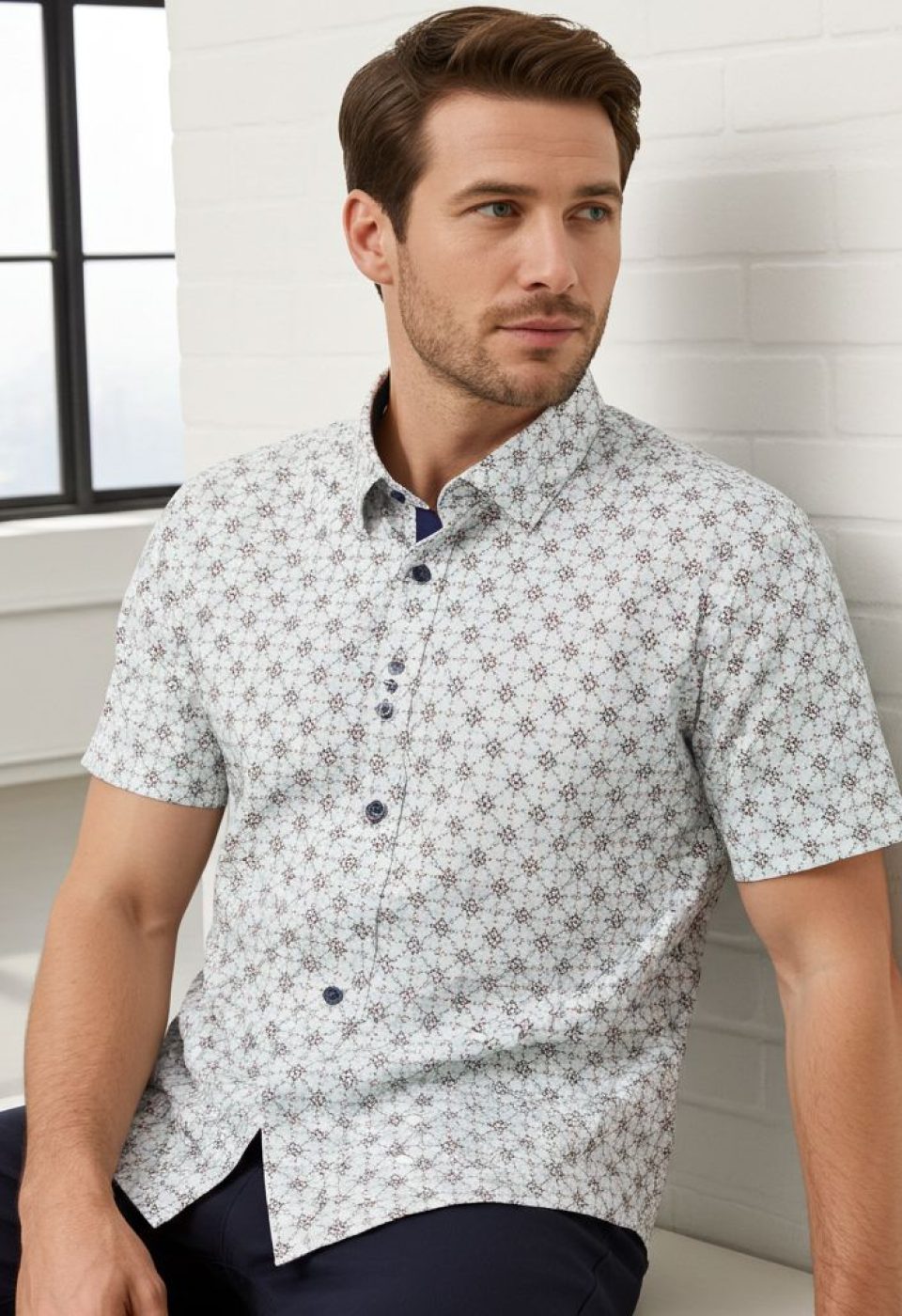 Slim Fit Kısa Kol Dijital Baskılı Desenli Erkek Gömlek 3GMK311101005 Slim Fit Kısa Kol Dijital Baskılı Desenli Erkek Gömlek 3GMK311101005