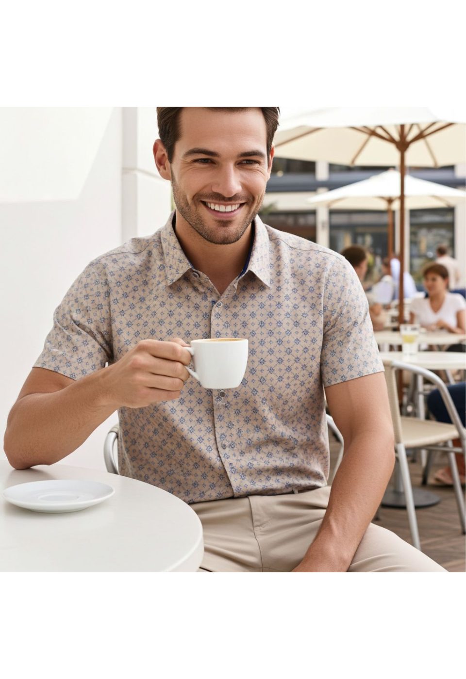 Slim Fit Kısa Kol Dijital Baskılı Desenli Erkek Gömlek 3GMK311101008 - Giovanni Fratelli