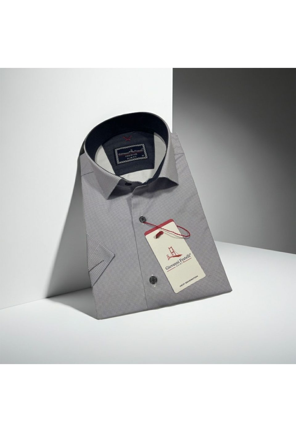 Slim Fit Kısa Kol Desenli Saten Erkek Gömlek 3GMK321107001 - Giovanni Fratelli