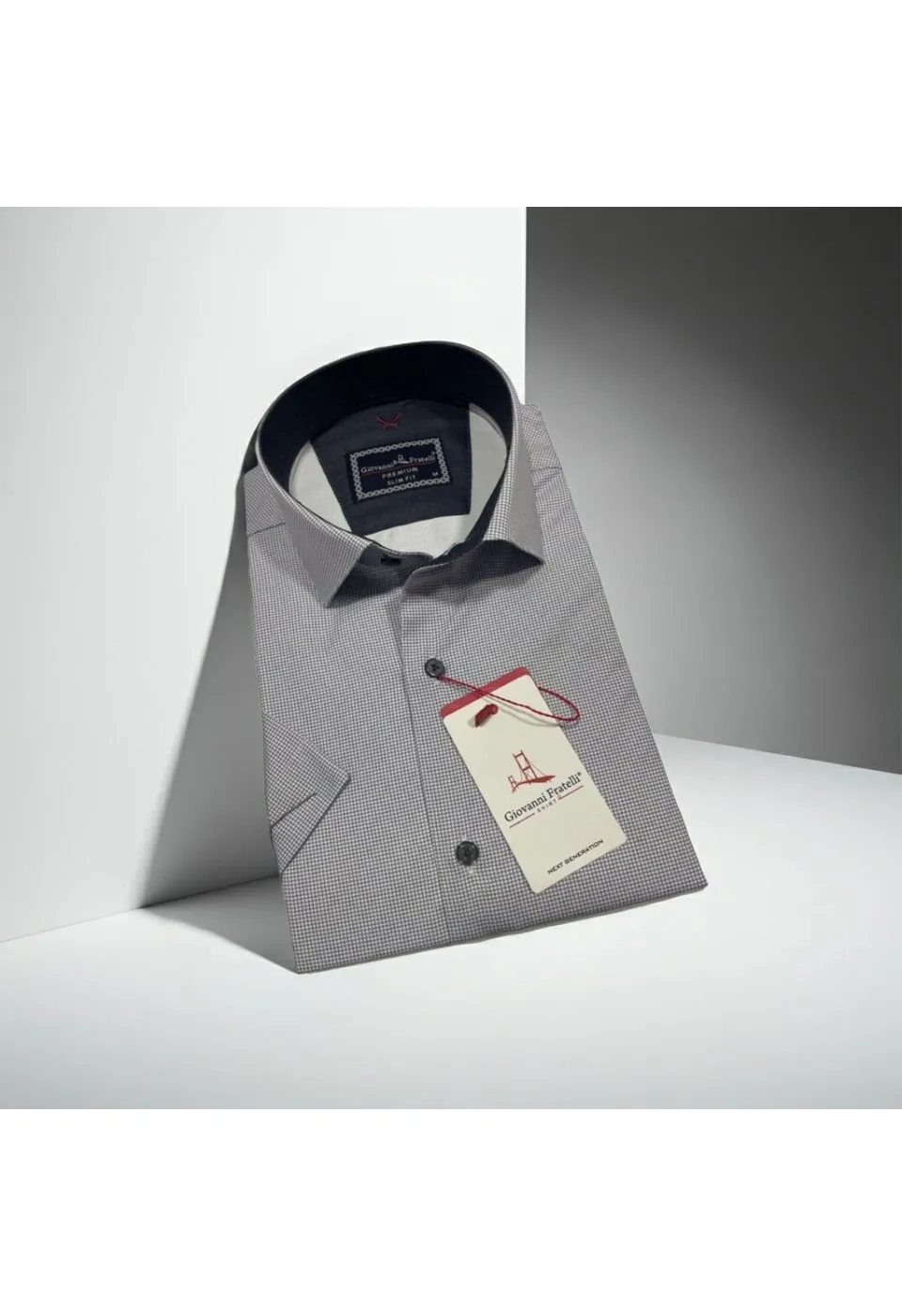 Slim Fit Kısa Kol Desenli Saten Erkek Gömlek 3GMK321107001 - Giovanni Fratelli