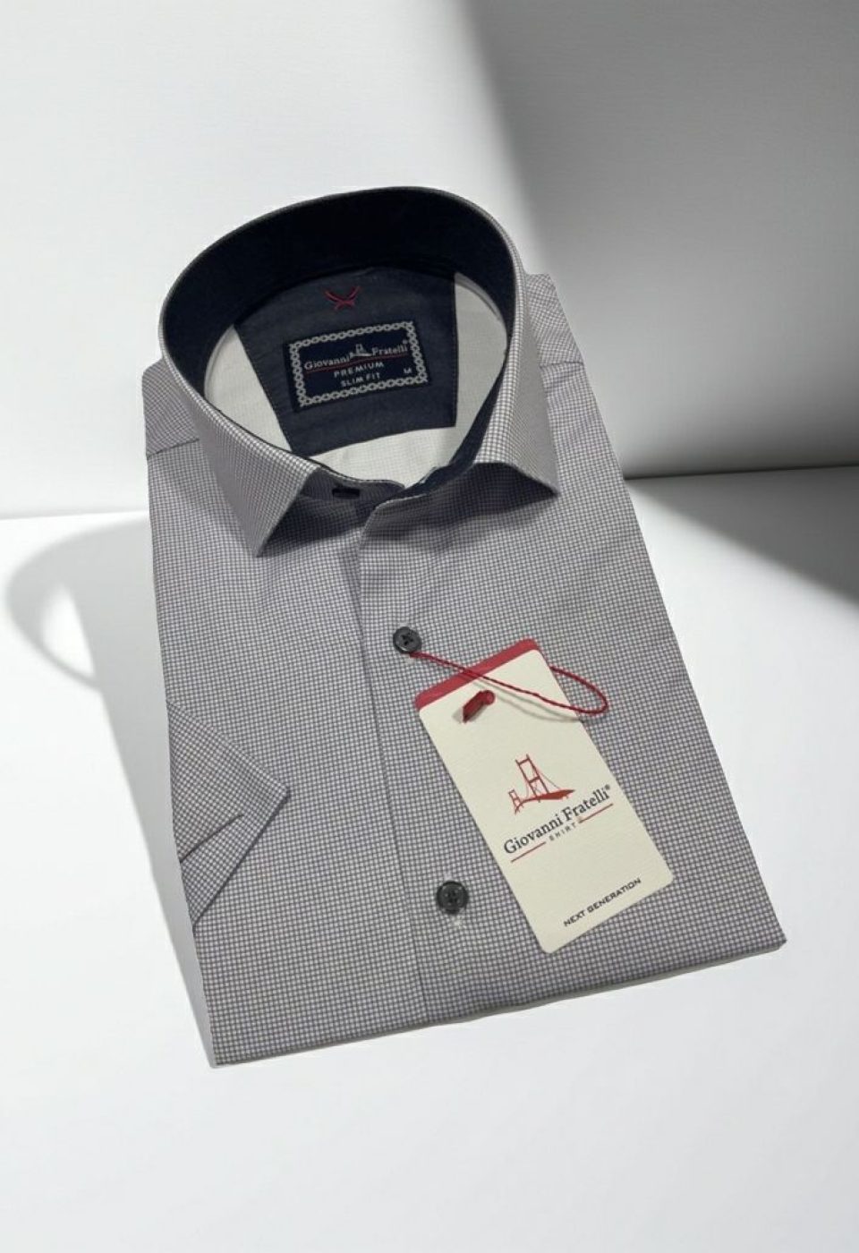 Slim Fit Kısa Kol Desenli Saten Erkek Gömlek 3GMK321107001