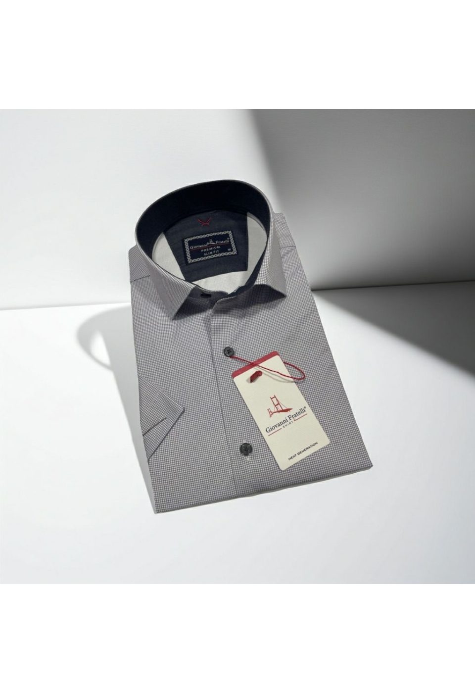 Slim Fit Kısa Kol Desenli Saten Erkek Gömlek 3GMK321107001 - Giovanni Fratelli