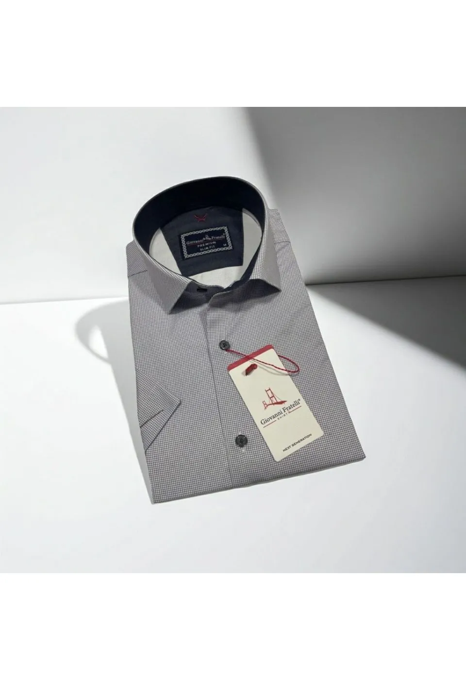 Slim Fit Kısa Kol Desenli Saten Erkek Gömlek 3GMK321107001 - Giovanni Fratelli