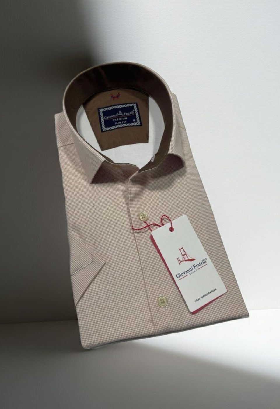 Slim Fit Kısa Kol Desenli Saten Erkek Gömlek 3GMK321107002