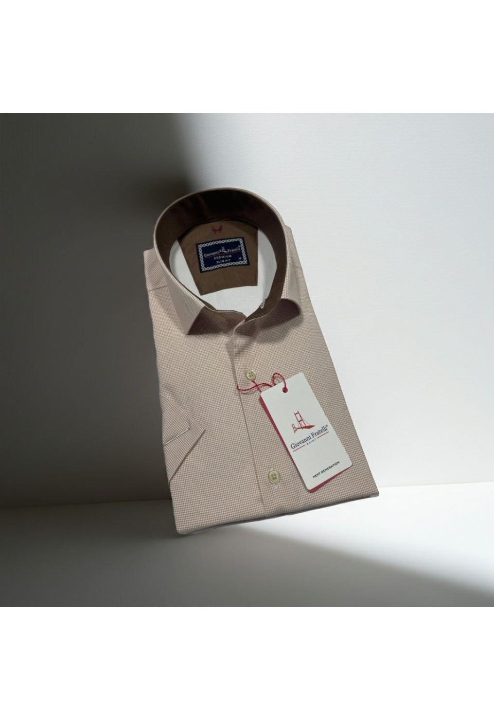 1107 CR K SATIN 002 Slim Fit Kısa Kol Desenli Saten Erkek Gömlek 3GMK321107002 - Giovanni Fratelli