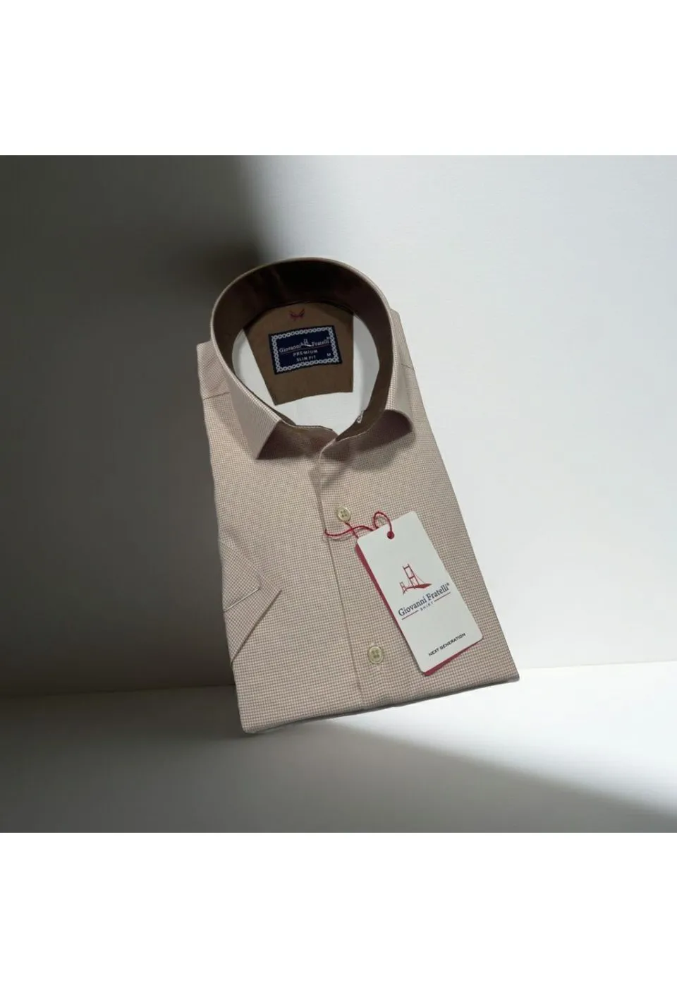 Slim Fit Kısa Kol Desenli Saten Erkek Gömlek 3GMK321107002 - Giovanni Fratelli
