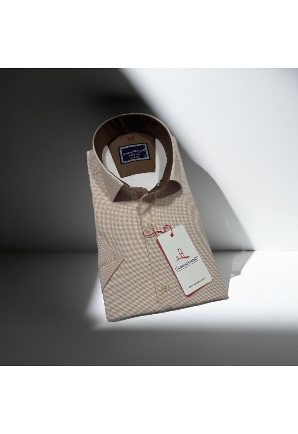 1107 CR K SATIN 002 Slim Fit Kısa Kol Desenli Saten Erkek Gömlek 3GMK321107002 - Giovanni Fratelli