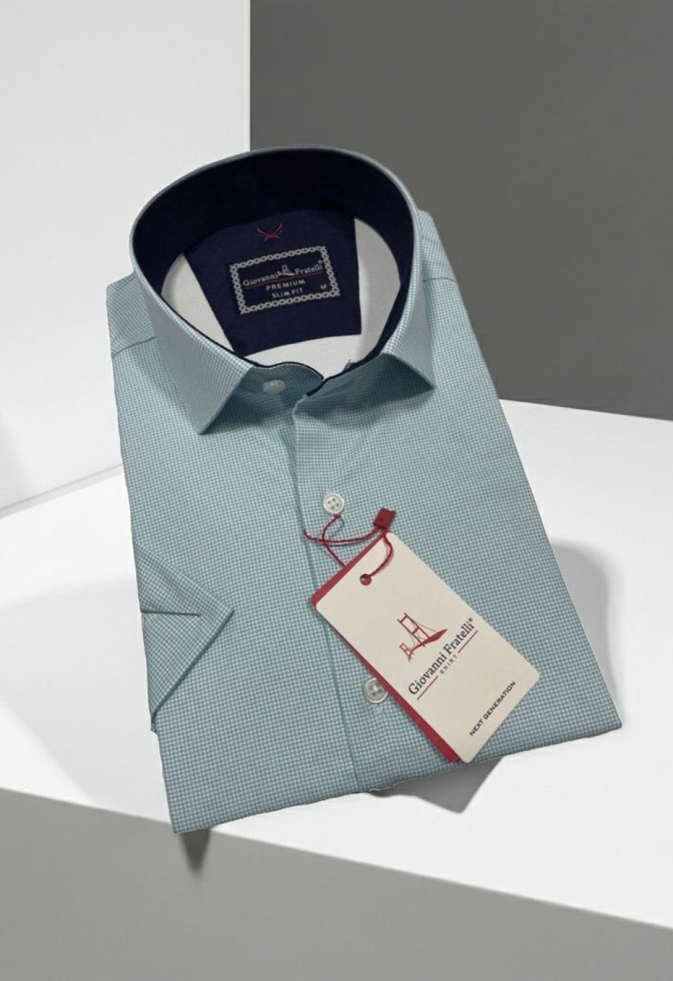 Slim Fit Kısa Kol Desenli Saten Erkek Gömlek 3GMK321107003