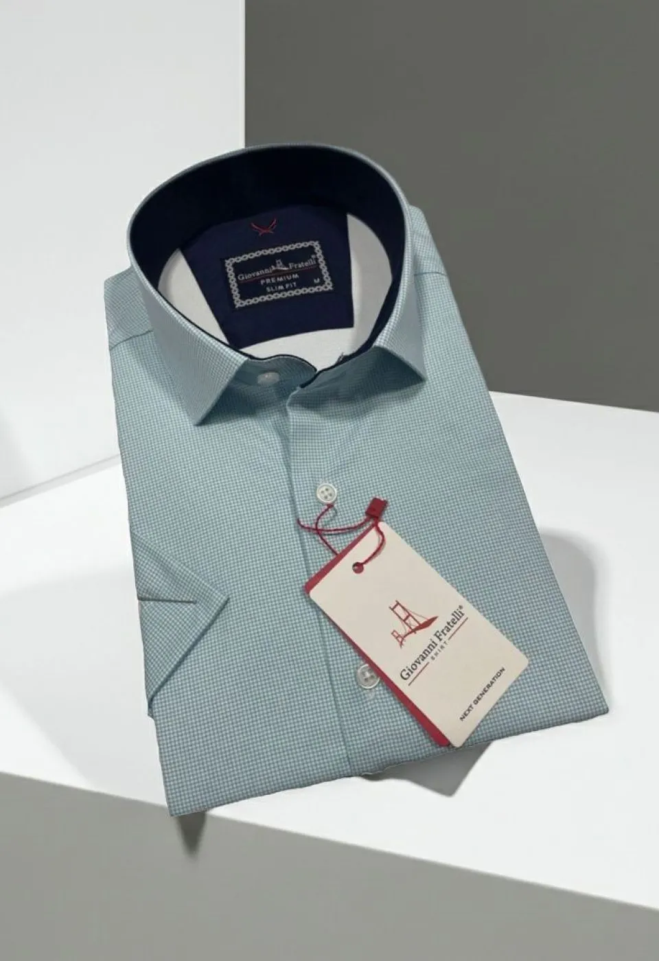 Slim Fit Kısa Kol Desenli Saten Erkek Gömlek 3GMK321107003