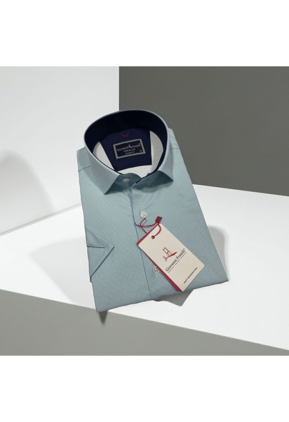 Slim Fit Kısa Kol Desenli Saten Erkek Gömlek 3GMK321107003 - Giovanni Fratelli