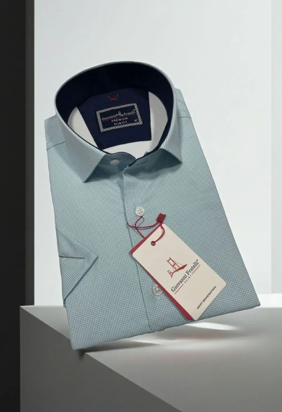 Slim Fit Kısa Kol Desenli Saten Erkek Gömlek 3GMK321107003