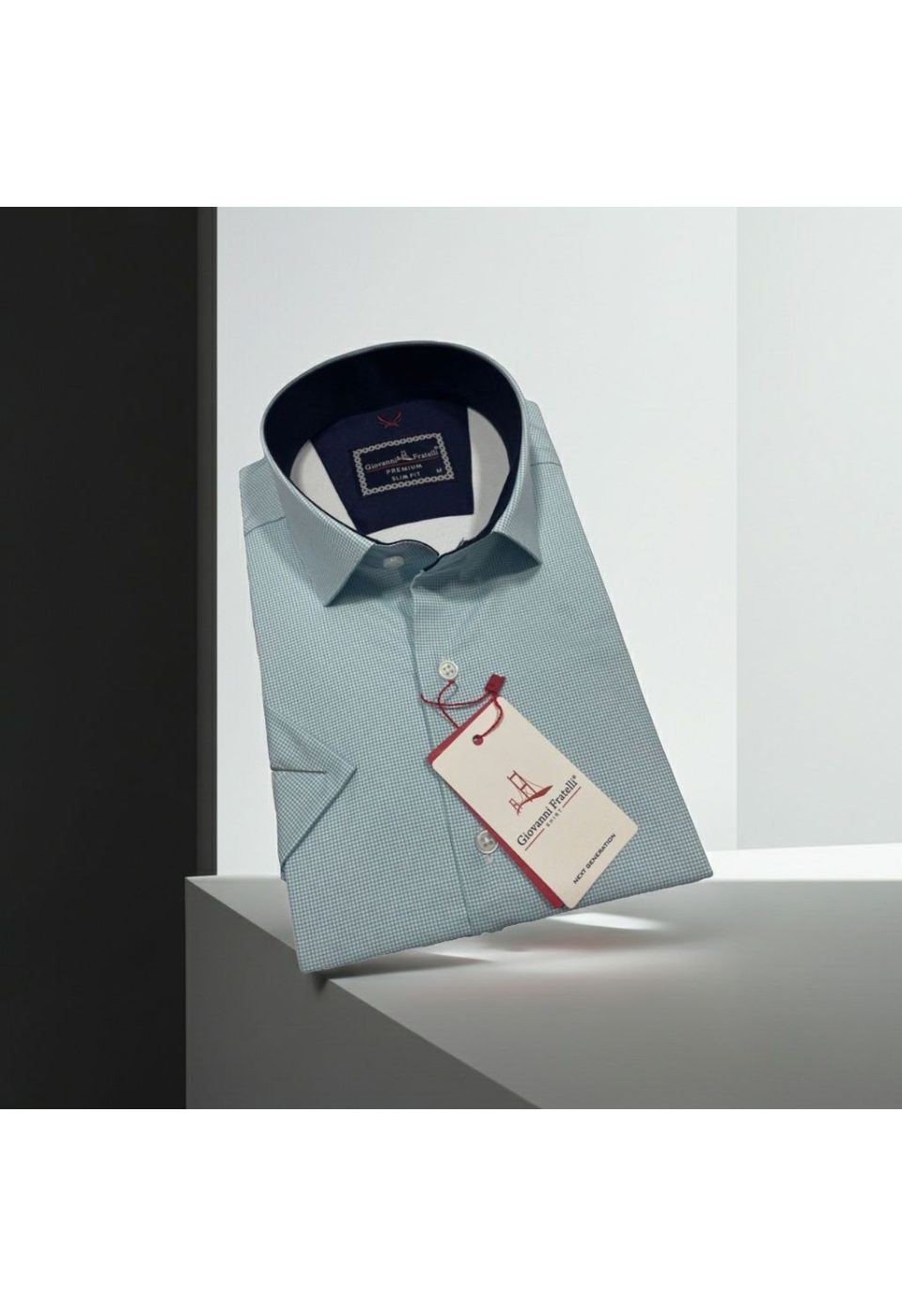 Slim Fit Kısa Kol Desenli Saten Erkek Gömlek 3GMK321107003 - Giovanni Fratelli