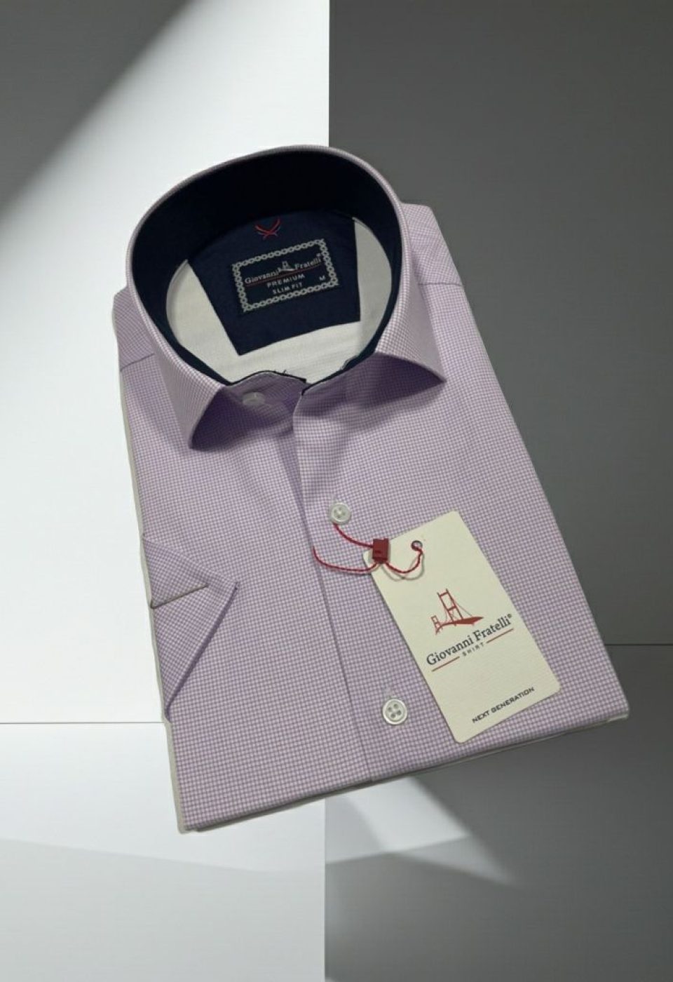 Slim Fit Kısa Kol Desenli Saten Erkek Gömlek 3GMK321107004 - Giovanni Fratelli