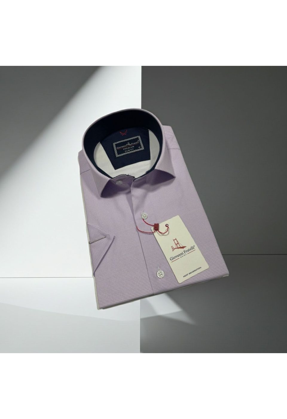 Slim Fit Kısa Kol Desenli Saten Erkek Gömlek 3GMK321107004 - Giovanni Fratelli