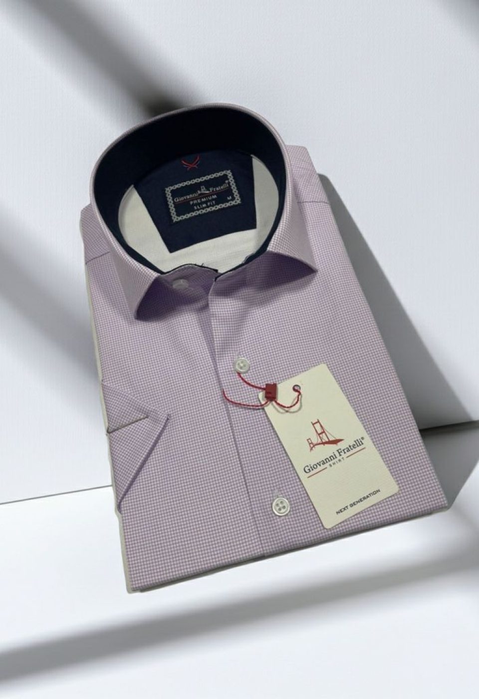 Slim Fit Kısa Kol Desenli Saten Erkek Gömlek 3GMK321107004