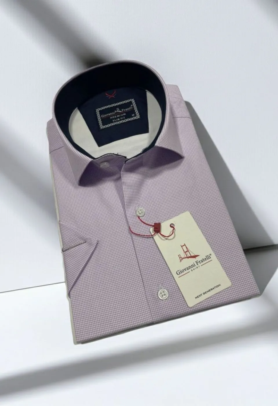 Slim Fit Kısa Kol Desenli Saten Erkek Gömlek 3GMK321107004