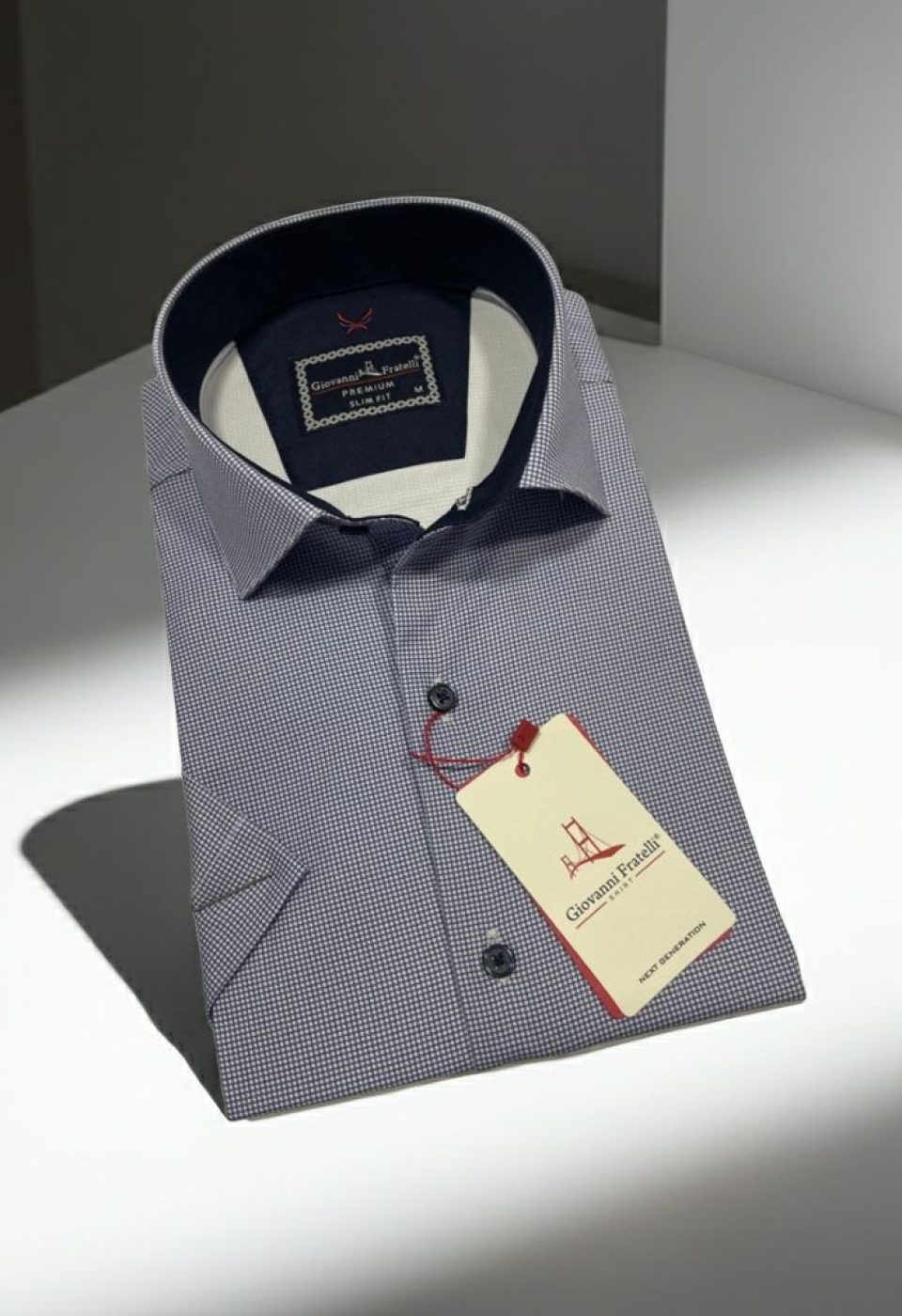 Slim Fit Kısa Kol Desenli Saten Erkek Gömlek 3GMK321107006 - Giovanni Fratelli