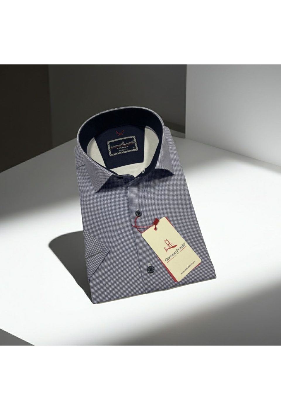 Slim Fit Kısa Kol Desenli Saten Erkek Gömlek 3GMK321107006 - Giovanni Fratelli