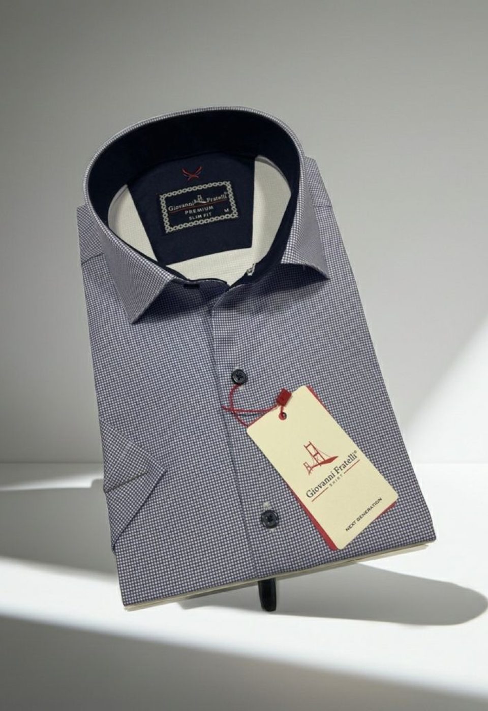 Slim Fit Kısa Kol Desenli Saten Erkek Gömlek 3GMK321107006