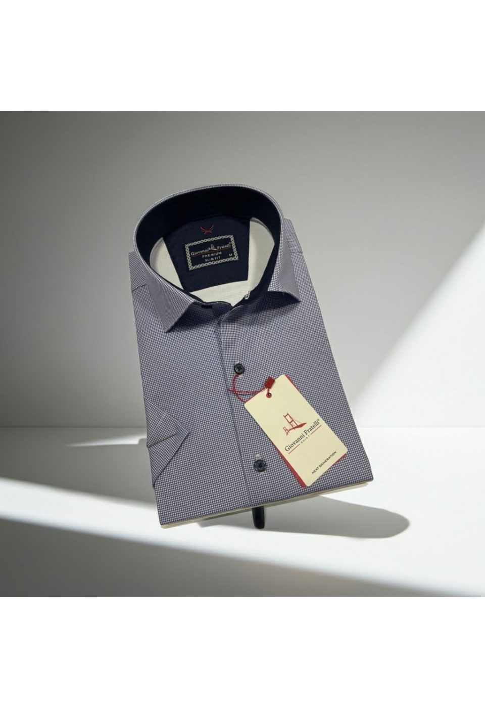 Slim Fit Kısa Kol Desenli Saten Erkek Gömlek 3GMK321107006 - Giovanni Fratelli