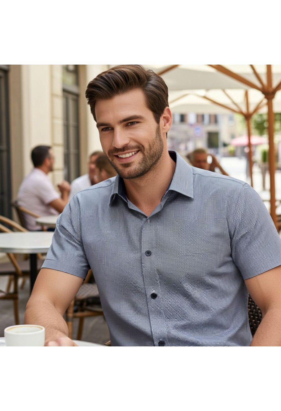 Slim Fit Kısa Kol Desenli Saten Erkek Gömlek 3GMK321107006 - Giovanni Fratelli