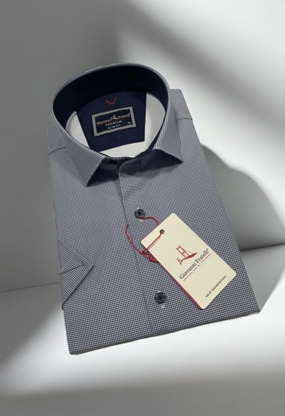 Slim Fit Kısa Kol Desenli Saten Erkek Gömlek 3GMK321107007