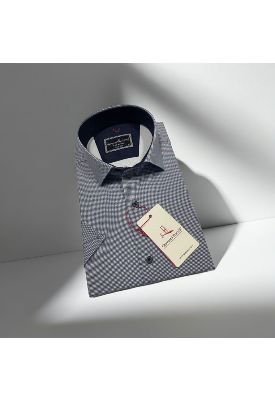 Slim Fit Kısa Kol Desenli Saten Erkek Gömlek 3GMK321107007 - Giovanni Fratelli