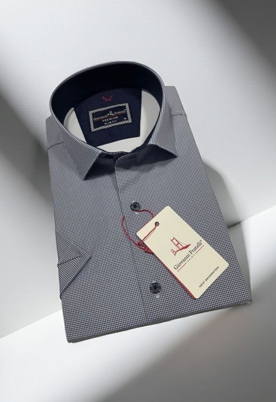 Slim Fit Kısa Kol Desenli Saten Erkek Gömlek 3GMK321107007