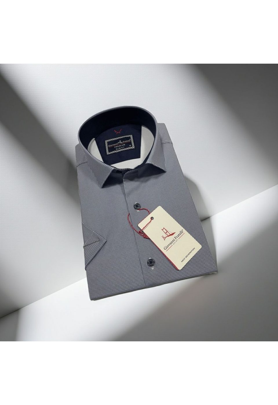 Slim Fit Kısa Kol Desenli Saten Erkek Gömlek 3GMK321107007 - Giovanni Fratelli