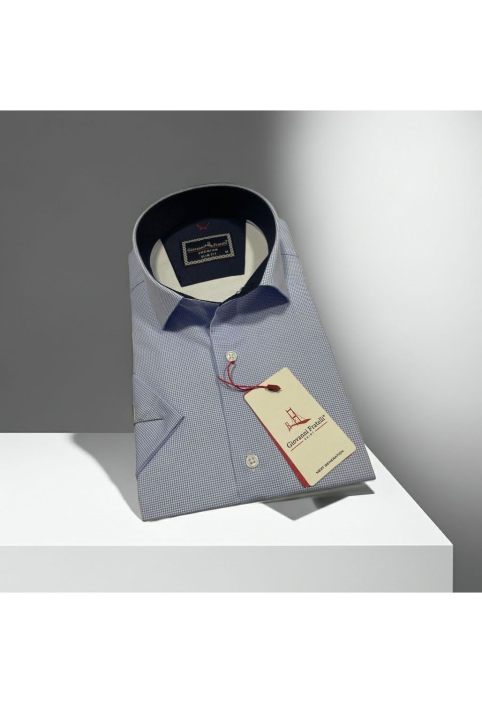Slim Fit Kısa Kol Desenli Saten Erkek Gömlek 3GMK321107008 - Giovanni Fratelli