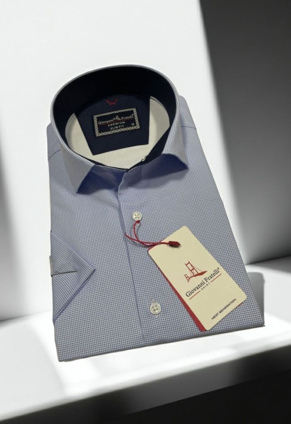 Slim Fit Kısa Kol Desenli Saten Erkek Gömlek 3GMK321107008