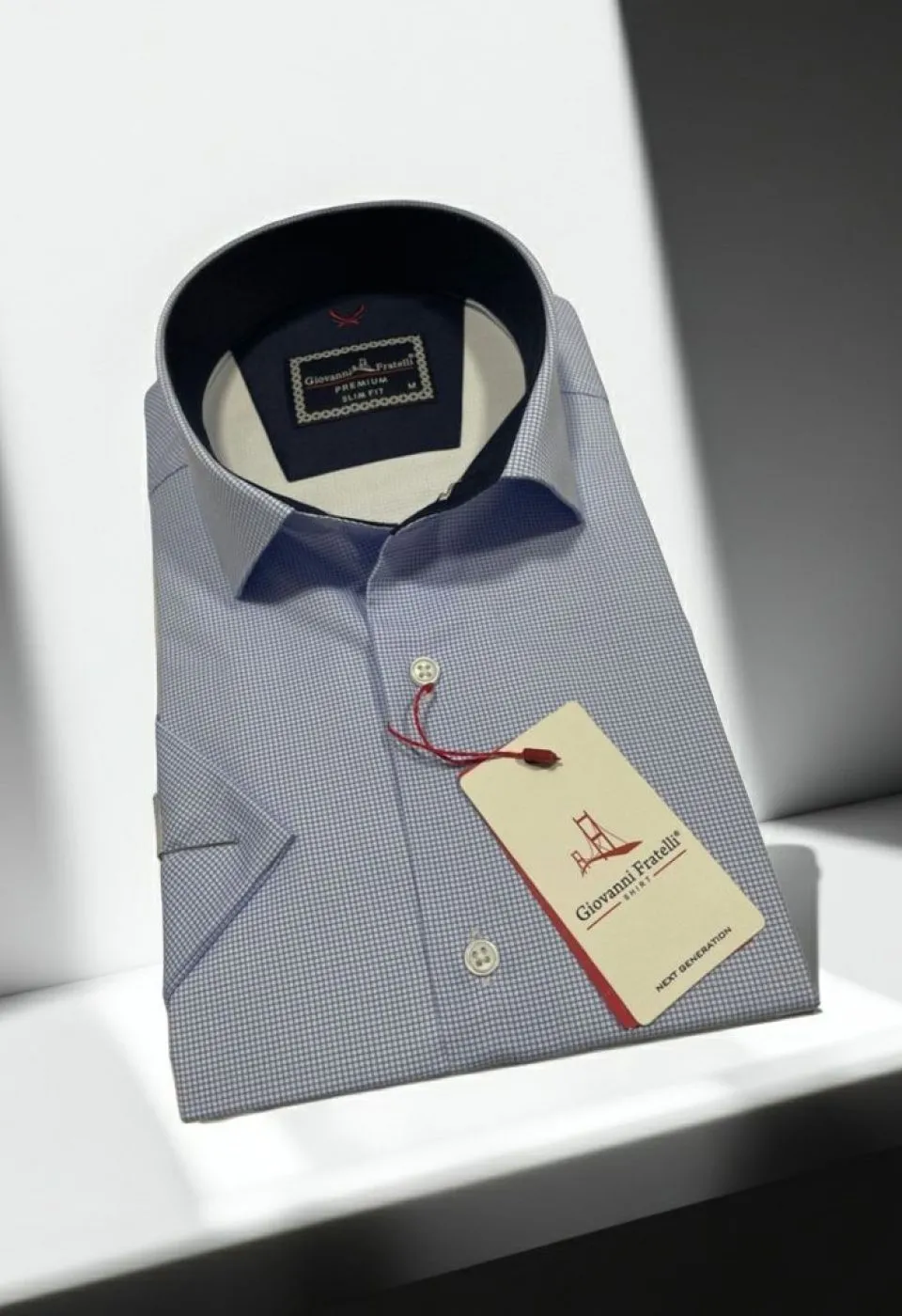 Slim Fit Kısa Kol Desenli Saten Erkek Gömlek 3GMK321107008