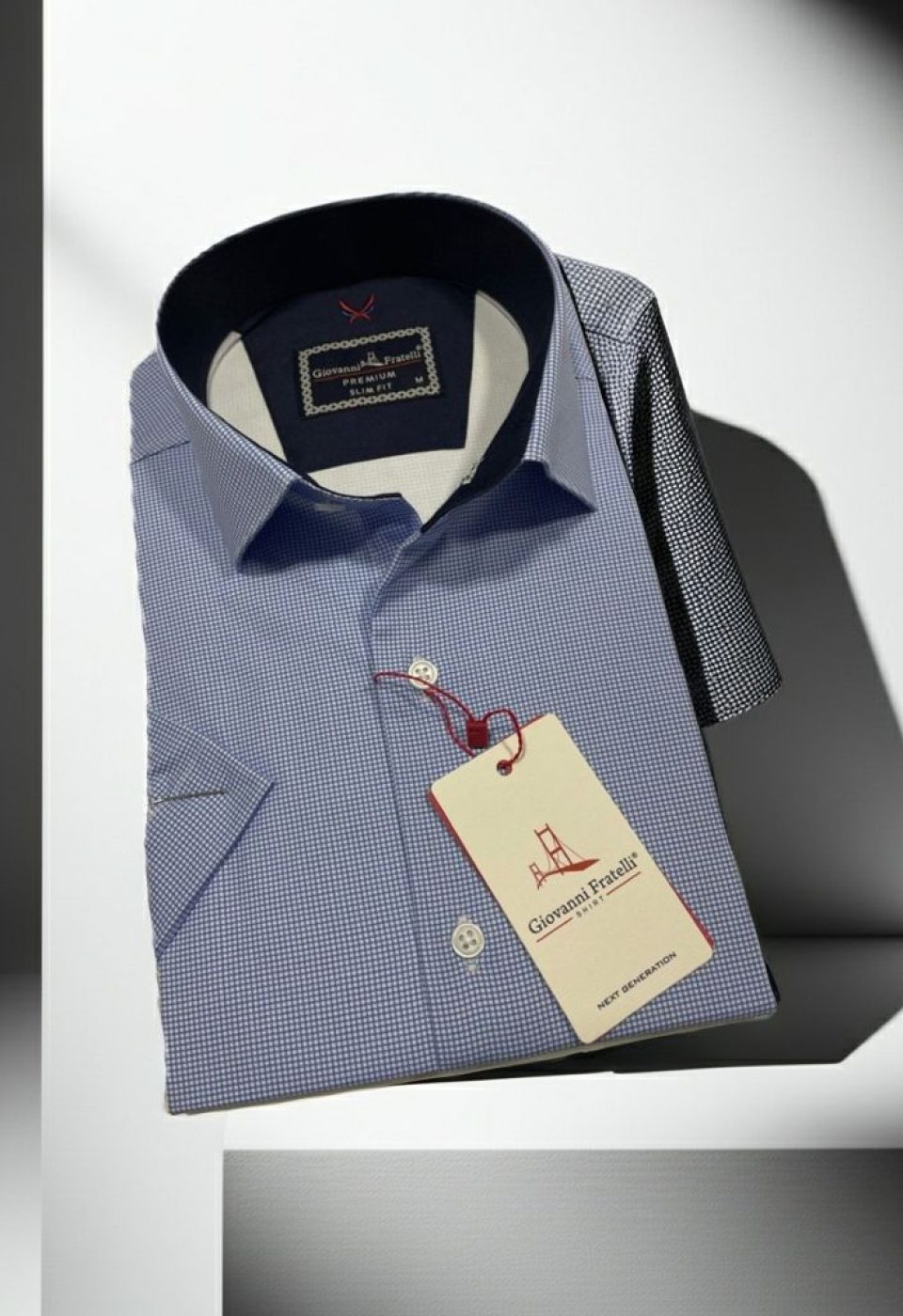 Slim Fit Kısa Kol Desenli Saten Erkek Gömlek 3GMK321107010