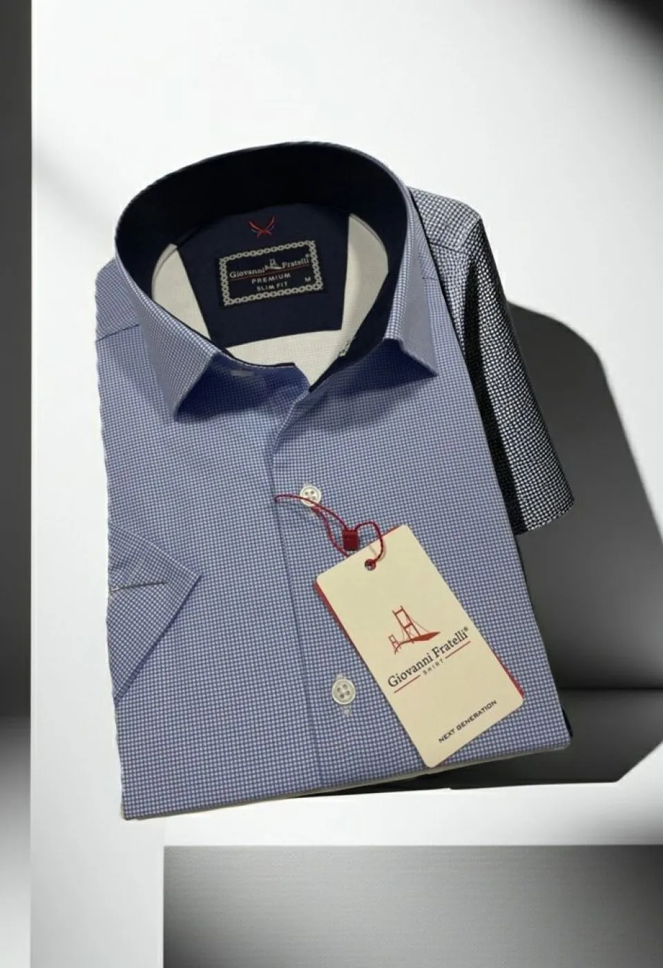 Slim Fit Kısa Kol Desenli Saten Erkek Gömlek 3GMK321107010
