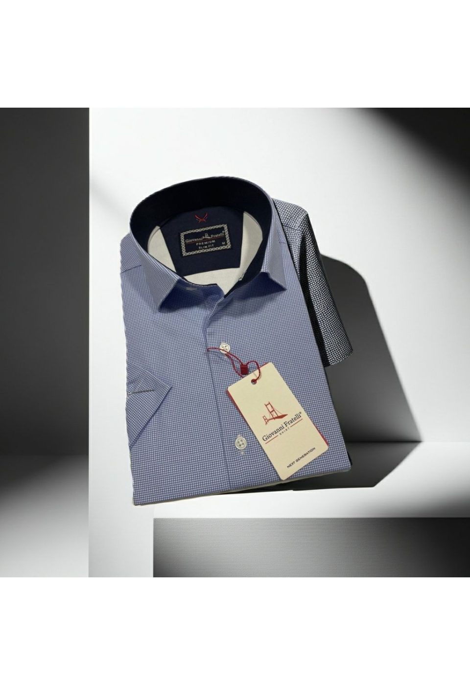 Slim Fit Kısa Kol Desenli Saten Erkek Gömlek 3GMK321107010 - Giovanni Fratelli